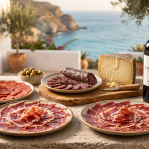 Pack Cabo de Gata con jamón ibérico, embutidos ibéricos, queso curado y vino de Almería
