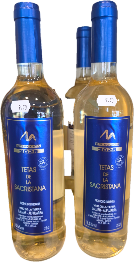 Botella de vino blanco Tetas de la Sacristana Selección 2025 Laujar-Alpujarra Almería