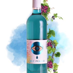 Botella de Blue Perfer, vino blanco azul de Almería, 11% vol.
